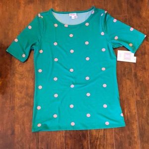 LuLaRoe Gigi* Turquoise w/ Pink Polka Dots ~ sz Large